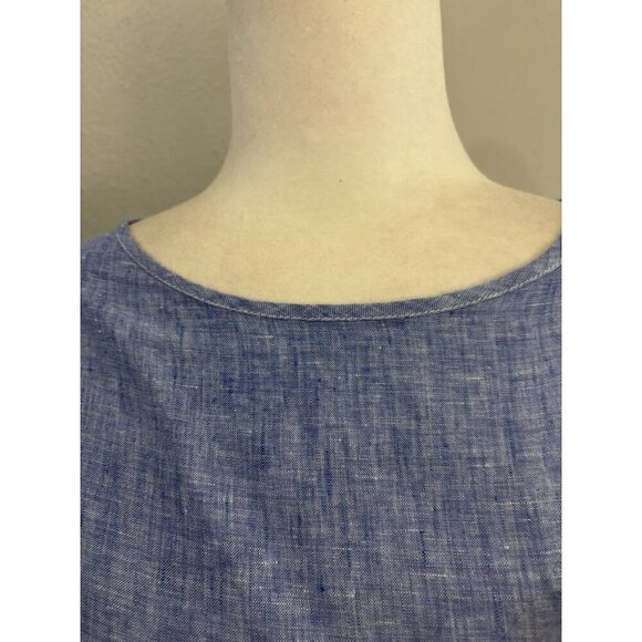 Tutu&lilli Linen Boxy Tunic Blouse Blue Women Xs/S Oversized Made USA - Picture 2 of 10